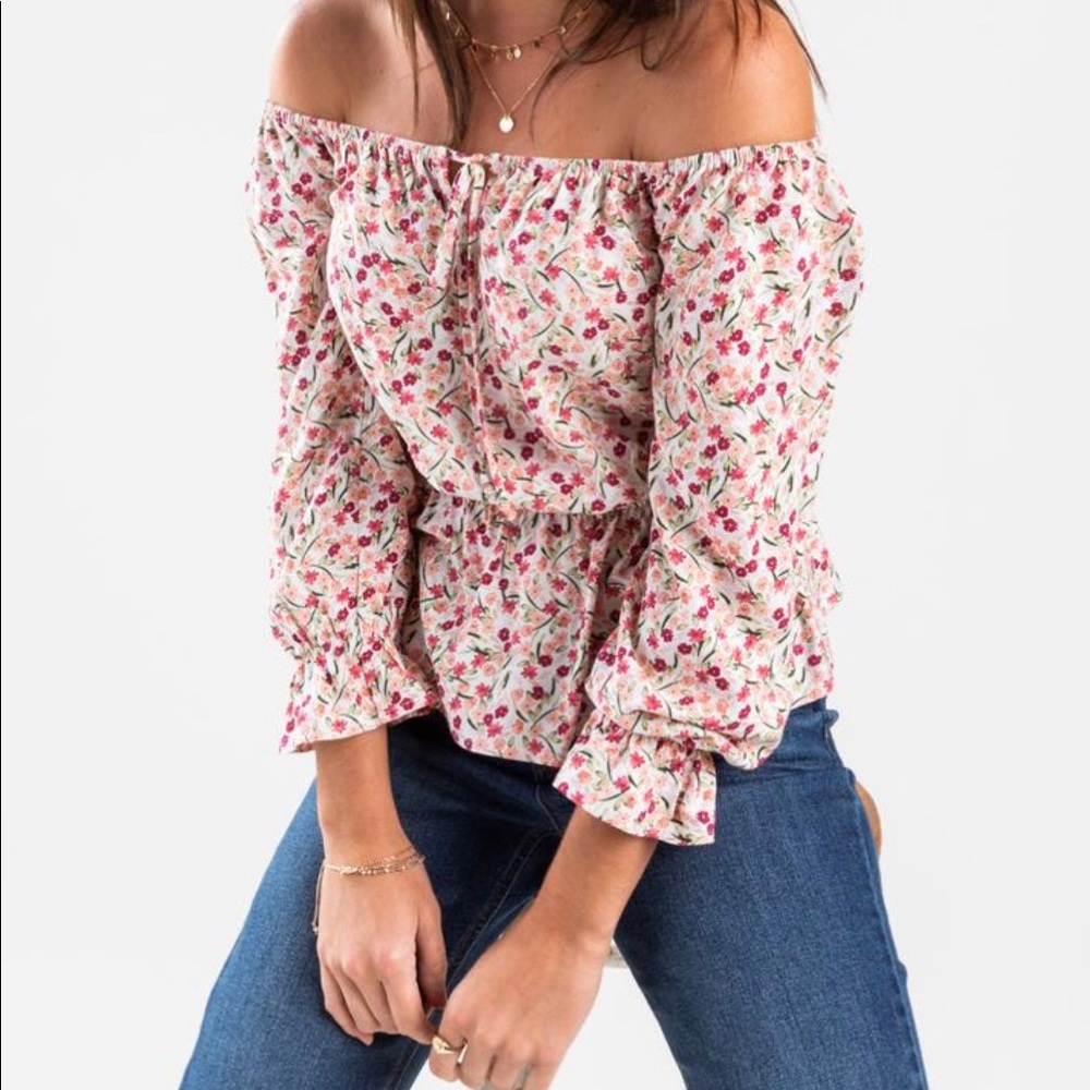 Floral Peplum Peasant Top